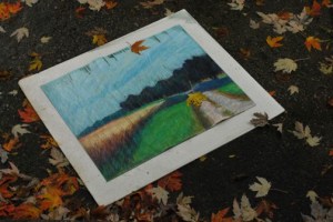 rain-soaked pastel painting pastel still intact