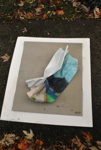 Pastel still in tack, but detached from support